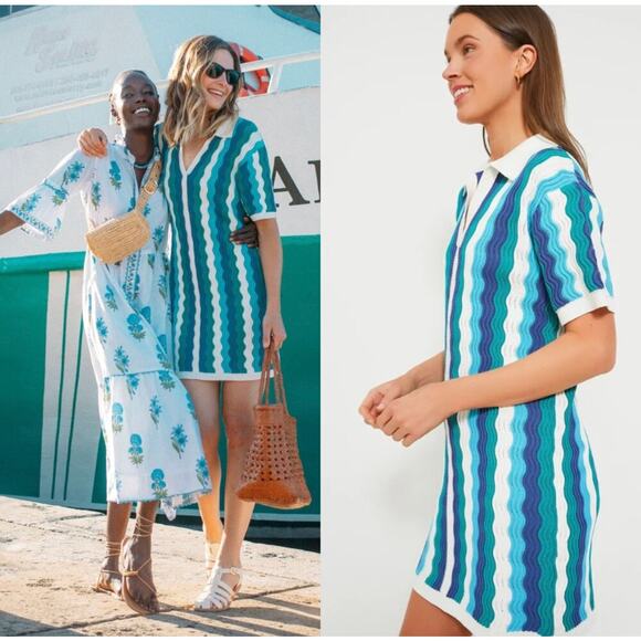 Tuckernuck Blue & Teal Wave-Print Mini Dress - Picture 7 of 11